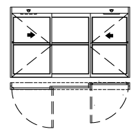 A diagram of a bypass set of doors.