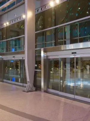 A set of airport doors.
