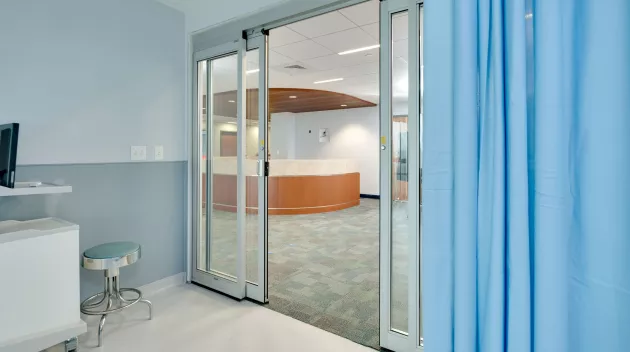 A set of doors in the hospital opened.