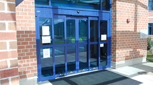 A set of telescoping automatic sliding doors.