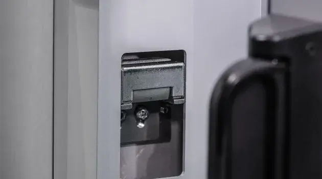 A view of the door latch.