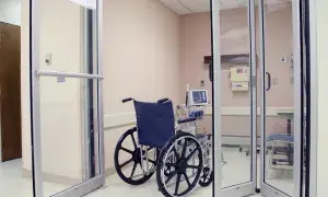 swing/fold door hybrid in a healthcare setting