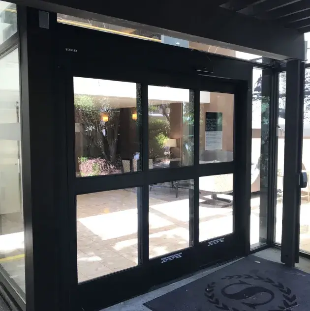 A set of telescoping automatic sliding doors.