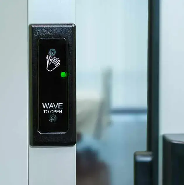 A closeup of the door sensor.