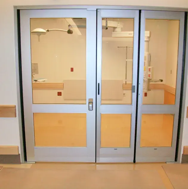 hybrid swing/fold automatic door in healthcare setting