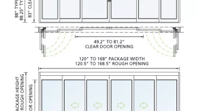 A drawing of a 6 panel telescoping icu door.