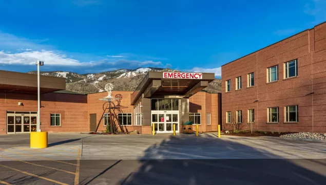 Hospital sliding door entry